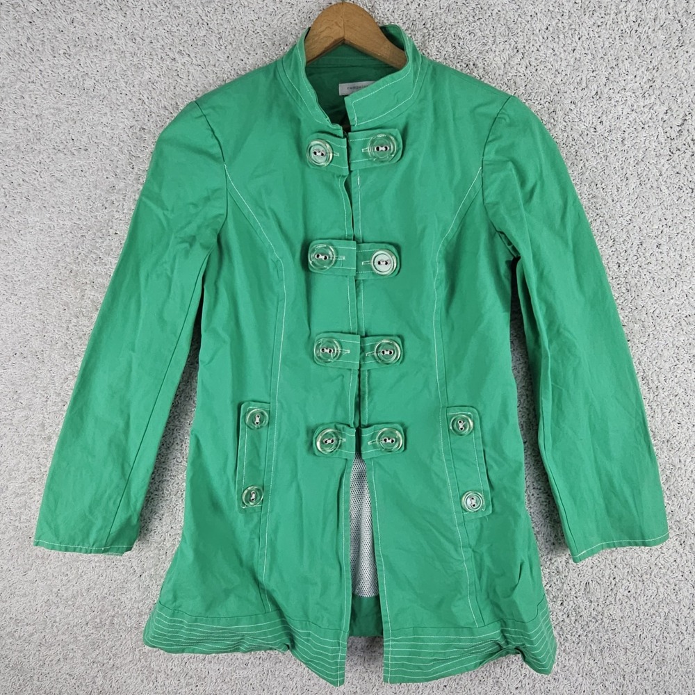 Vintage Green Mesh Lined Rain Jacket Trench Women's 8 Made USA Steam‎ Punk
